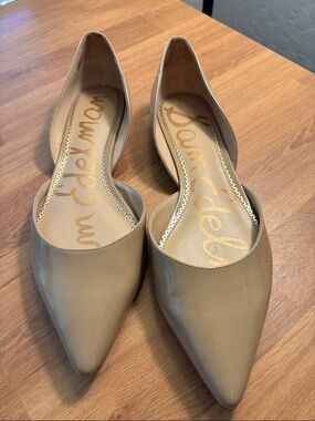 Sam Edelman Beige Patent Pointed D'Orsay Flats